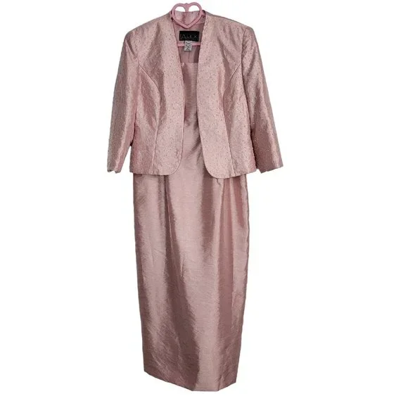 Alex Evenings | Dresses | Alex Evenings Womens 8 Mother Of The Bride 2  Piece Outfit Set Jacket Dress Bead | Poshmark